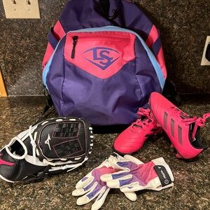 Purple and Pink T ball Sports Gear Set